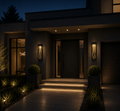 STELLAR GLASS AND METAL OUTDOOR WALL LIGHT