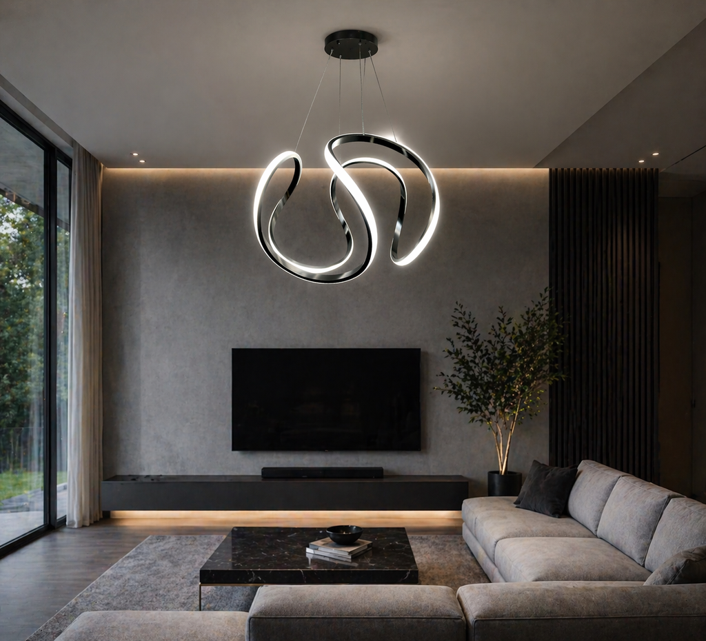 Wave Loop Cool White Modern LED Chandelier