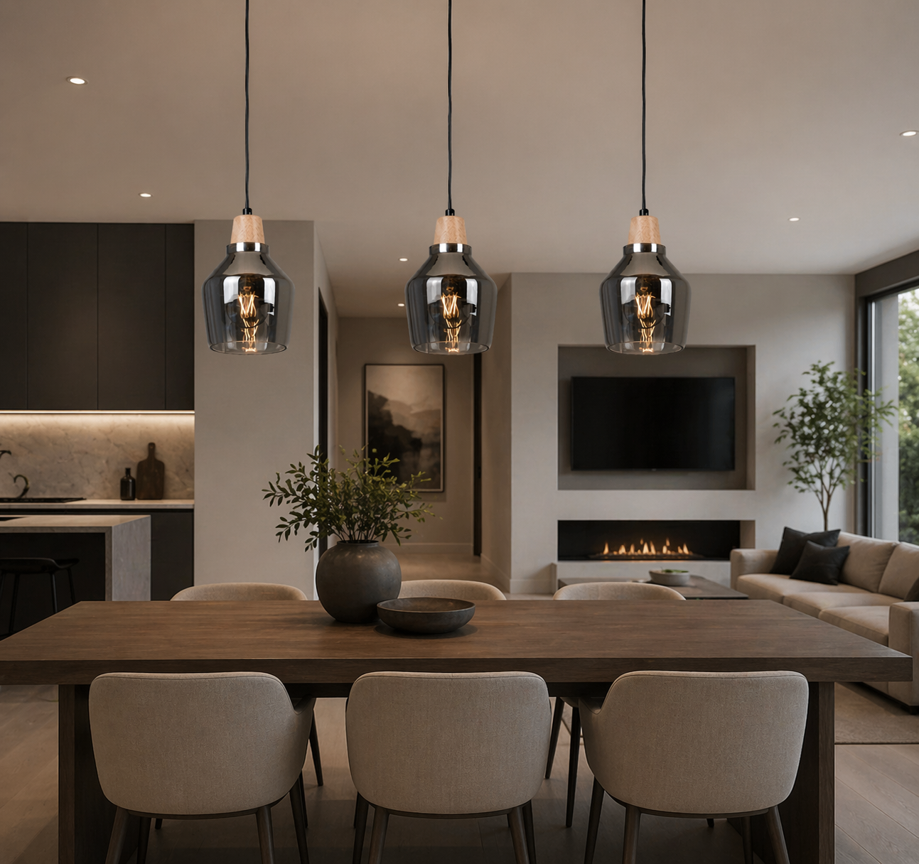 TALLINN GLASS PENDANT LIGHT SMOKE