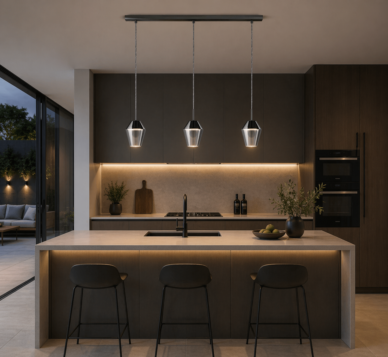 MURMILLO GLASS PENDANT LIGHT | SMOKE AND CHROME