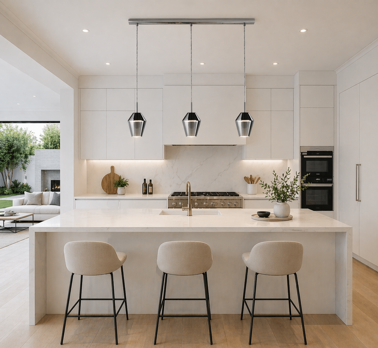 MURMILLO GLASS PENDANT LIGHT | SMOKE AND CHROME