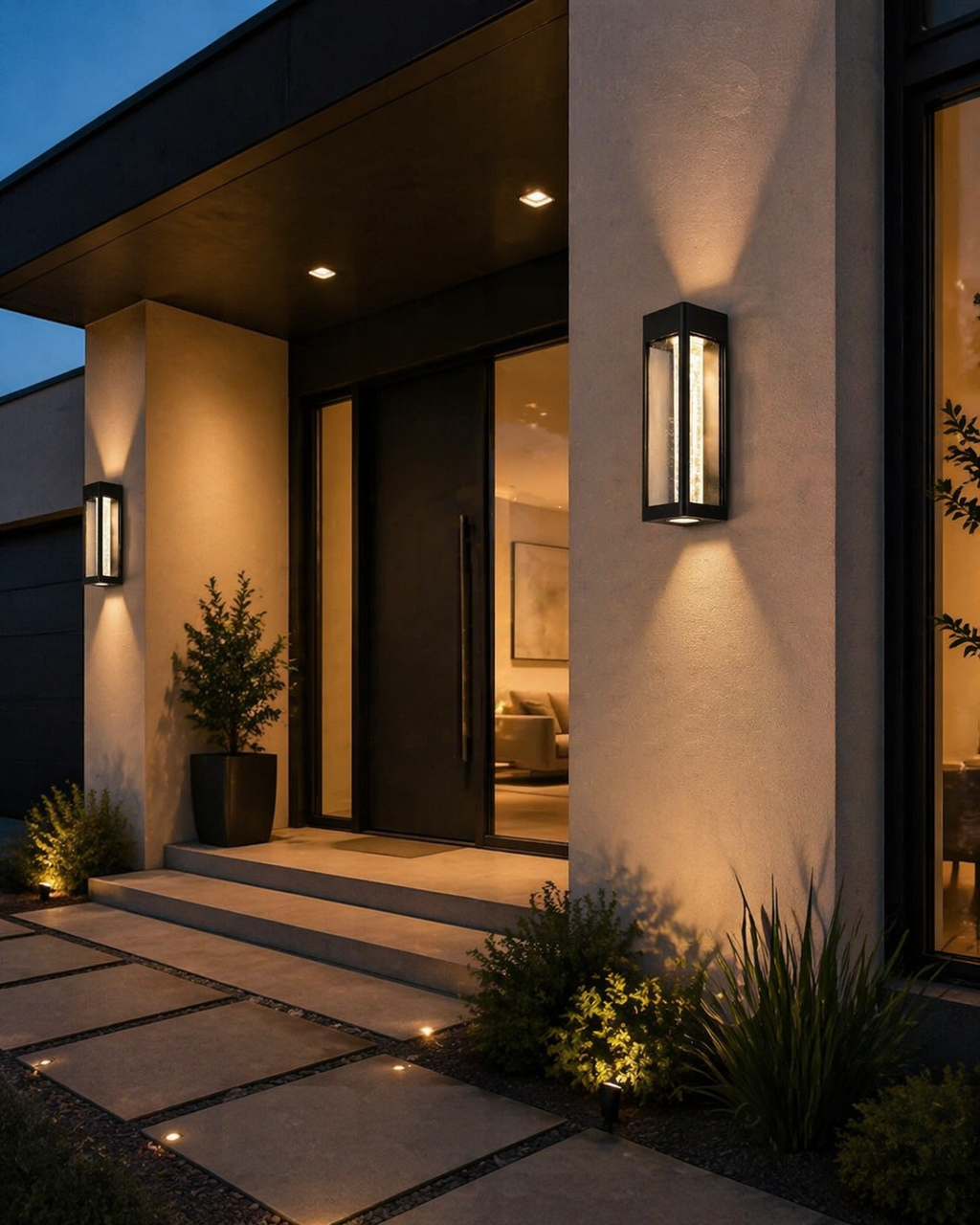 LANCE ALUMINIUM AND GLASS OUTDOOR WALL LIGHT