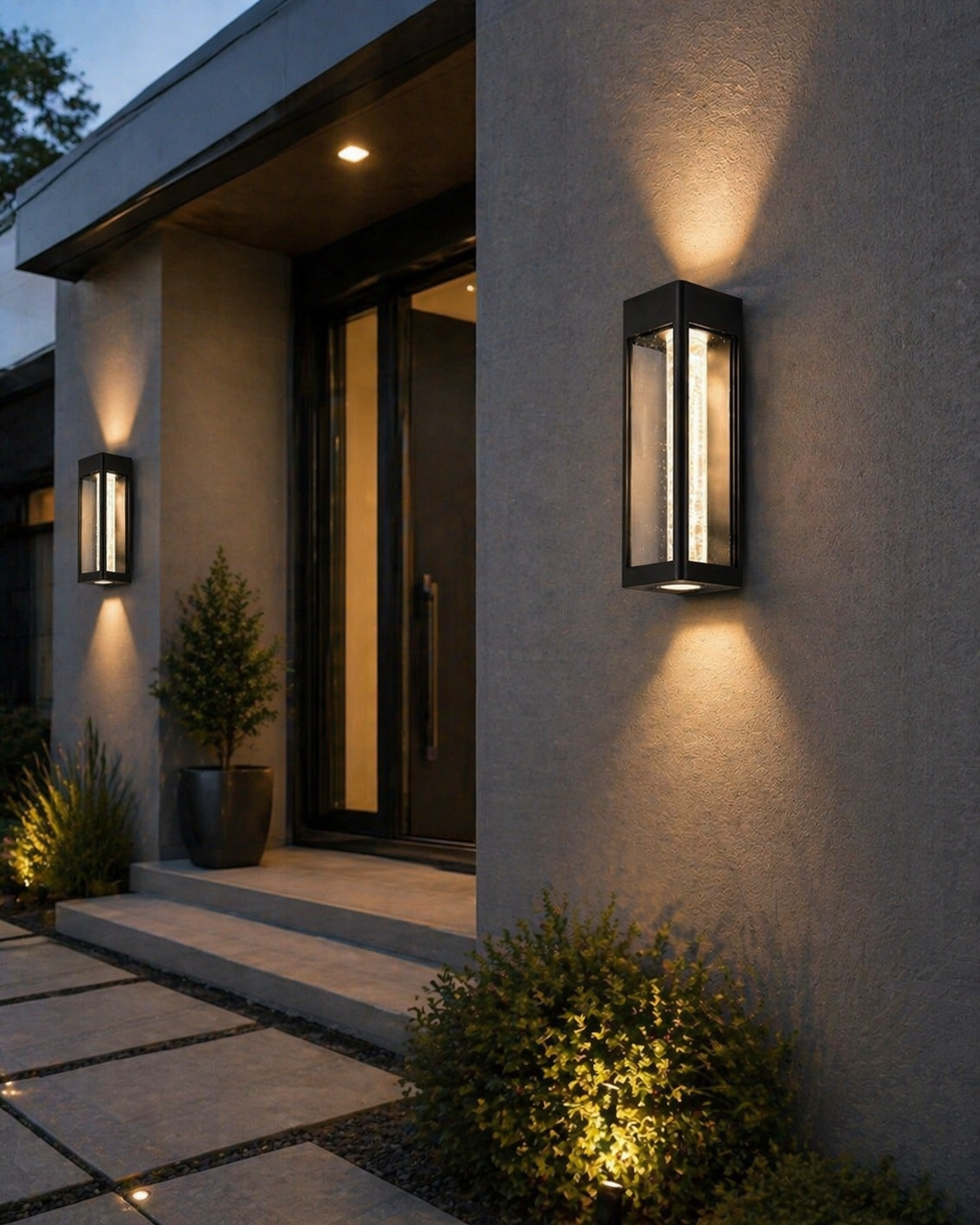 LANCE ALUMINIUM AND GLASS OUTDOOR WALL LIGHT