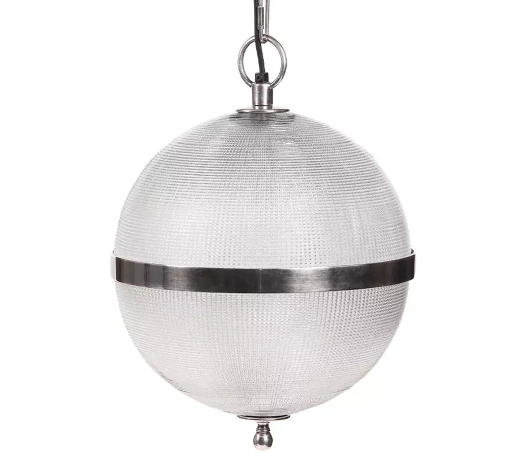 RIBBED SPHERE GLASS GLOBE PENDANT LIGHT ANTIQUE BRASS | SILVER