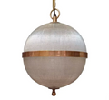 RIBBED SPHERE GLASS GLOBE PENDANT LIGHT ANTIQUE BRASS | SILVER