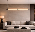 SATIN CHROME LINEAR LED PENDANT LIGHT - MODERN BAR SUSPENSION