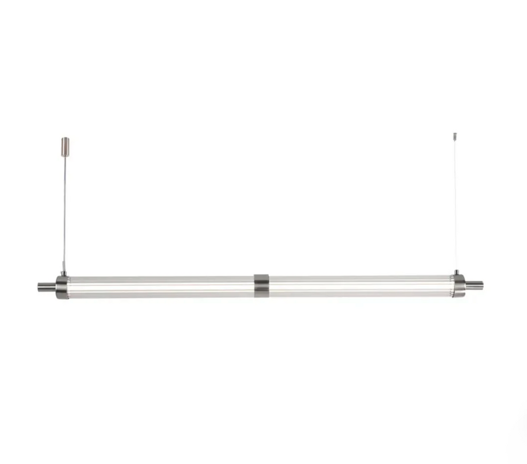 SATIN CHROME LINEAR LED PENDANT LIGHT - MODERN BAR SUSPENSION
