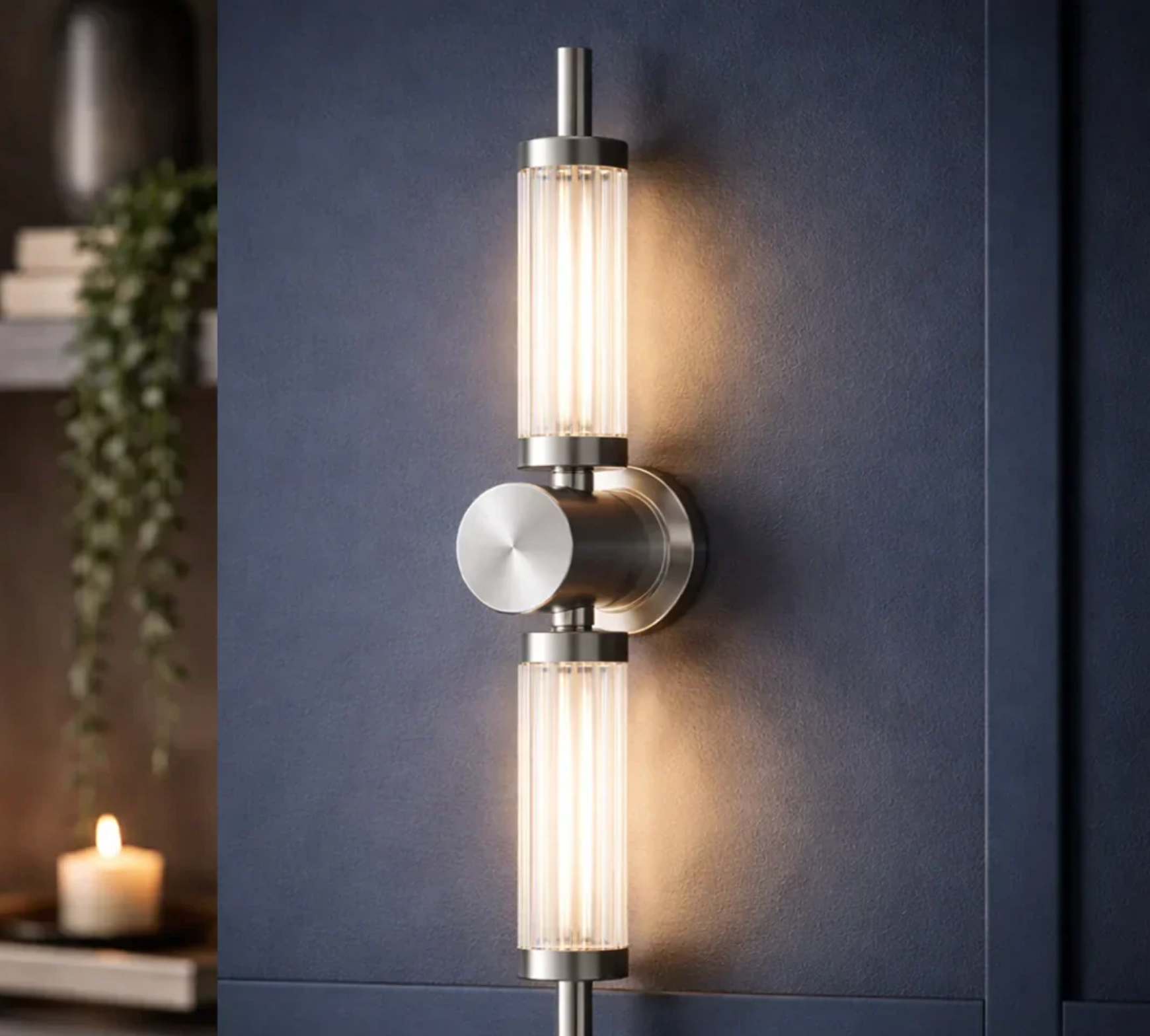 SATIN CHROME MODERN LED WALL LIGHT FOR HOME INTERIOR