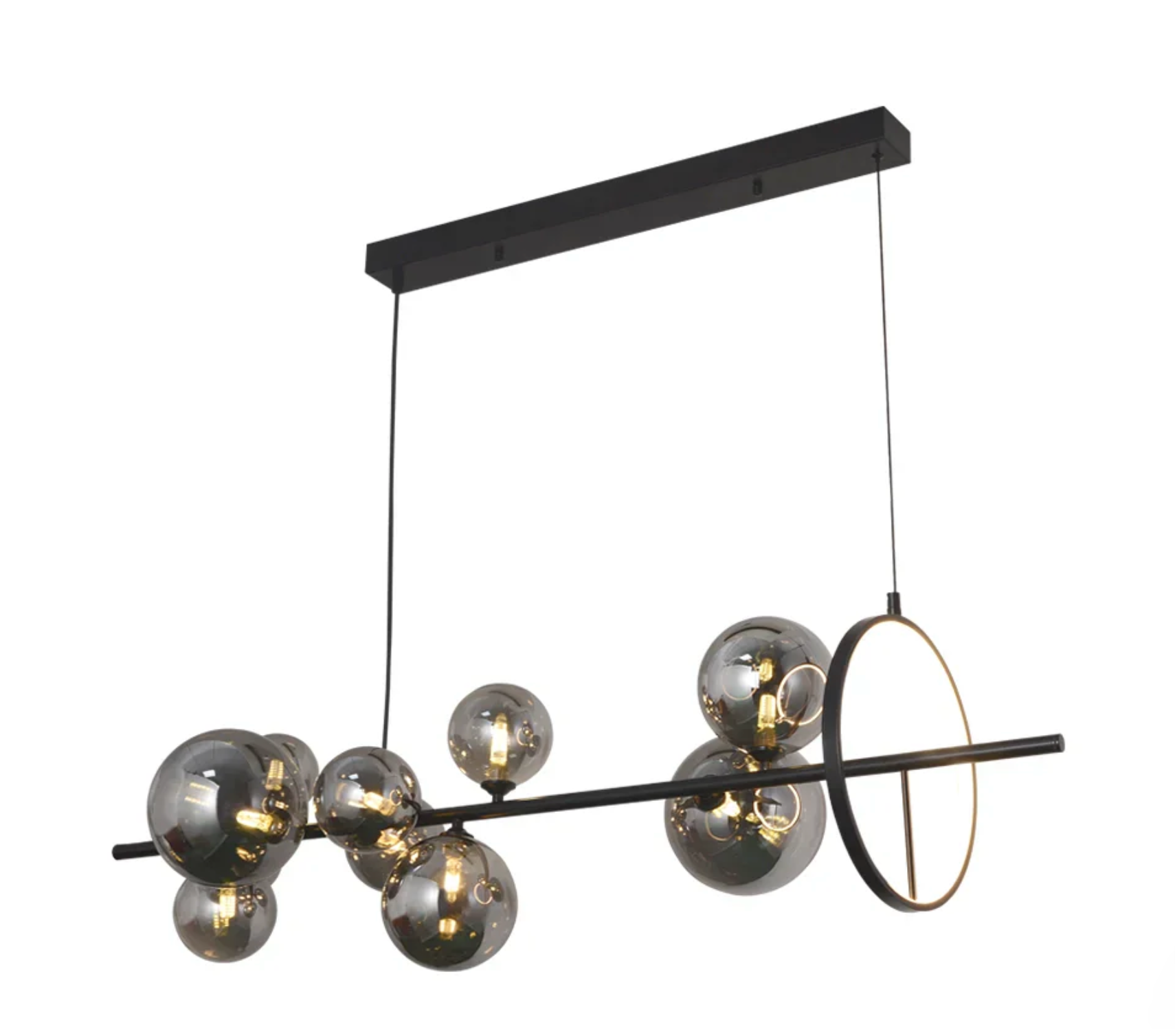 NOCTRA GLASS LINEAR PENDANT LIGHT CLUSTER - SMOKE - CCT