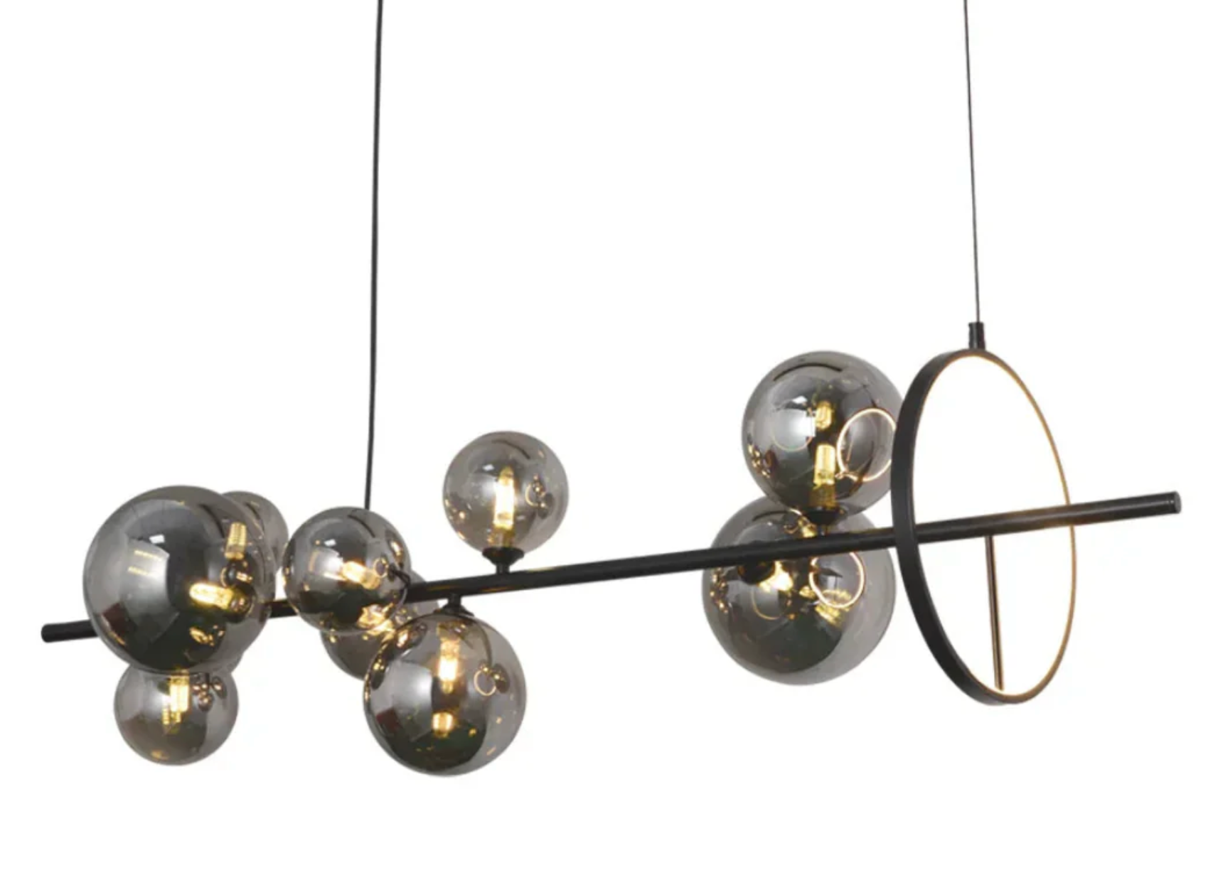 NOCTRA GLASS LINEAR PENDANT LIGHT CLUSTER - SMOKE - CCT