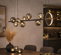 NOCTRA GLASS LINEAR PENDANT LIGHT CLUSTER - SMOKE - CCT