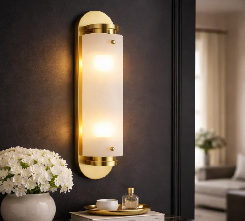 EVEREST GOLD WALL LIGHT – FROSTED GLASS