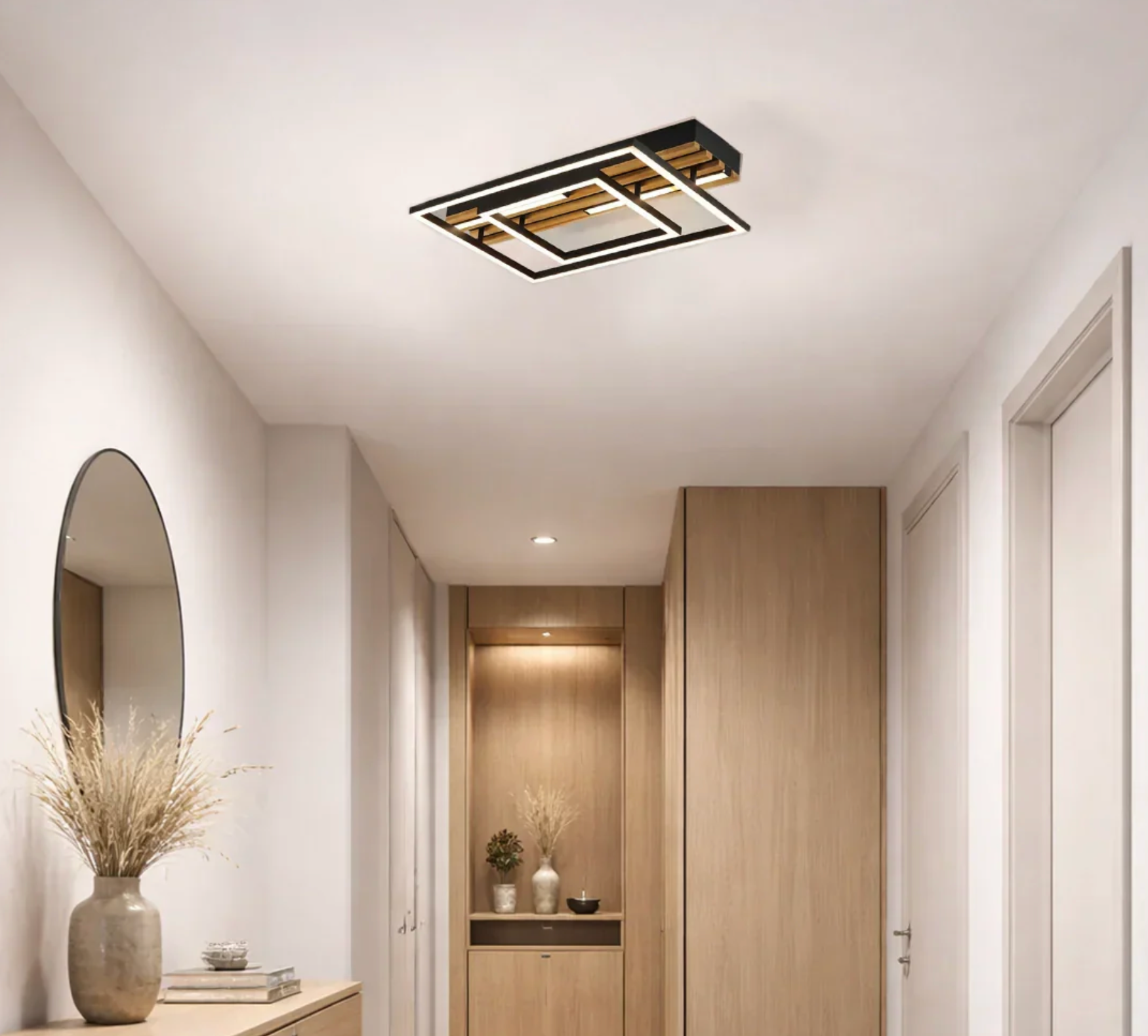 HEDRON METAL AND WOOD LED CEILING LIGHT