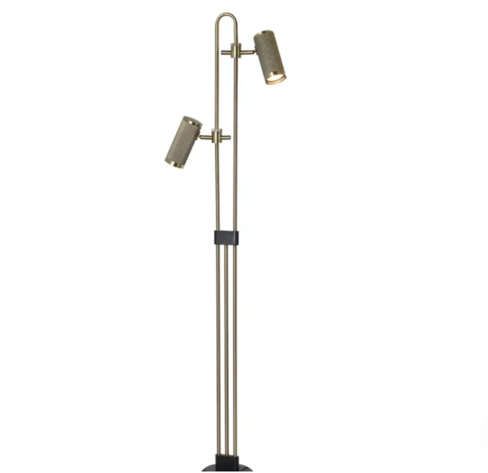 AUREX TWIN-HEAD ADJUSTABLE FLOOR LAMP – BLACK AND BRASS