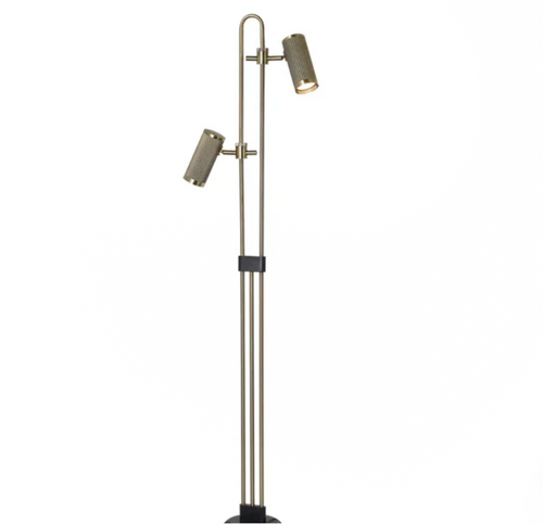 AUREX TWIN-HEAD ADJUSTABLE FLOOR LAMP – BLACK AND BRASS