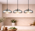 VOLTA METAL AND GLASS LED PENDANT LIGHT - SMOKE