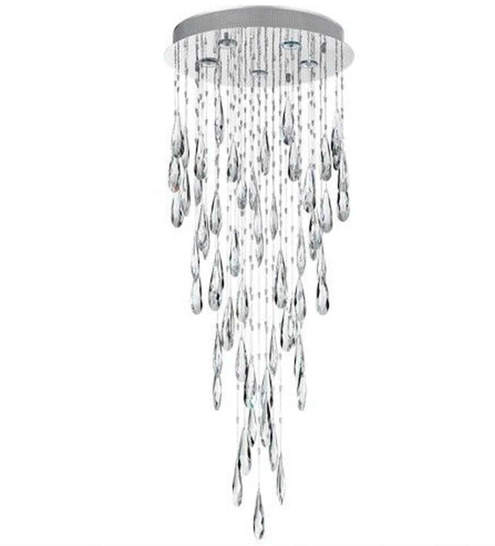 NIVELLES STAINLESS STEEL AND CRYSTAL CHANDELIER