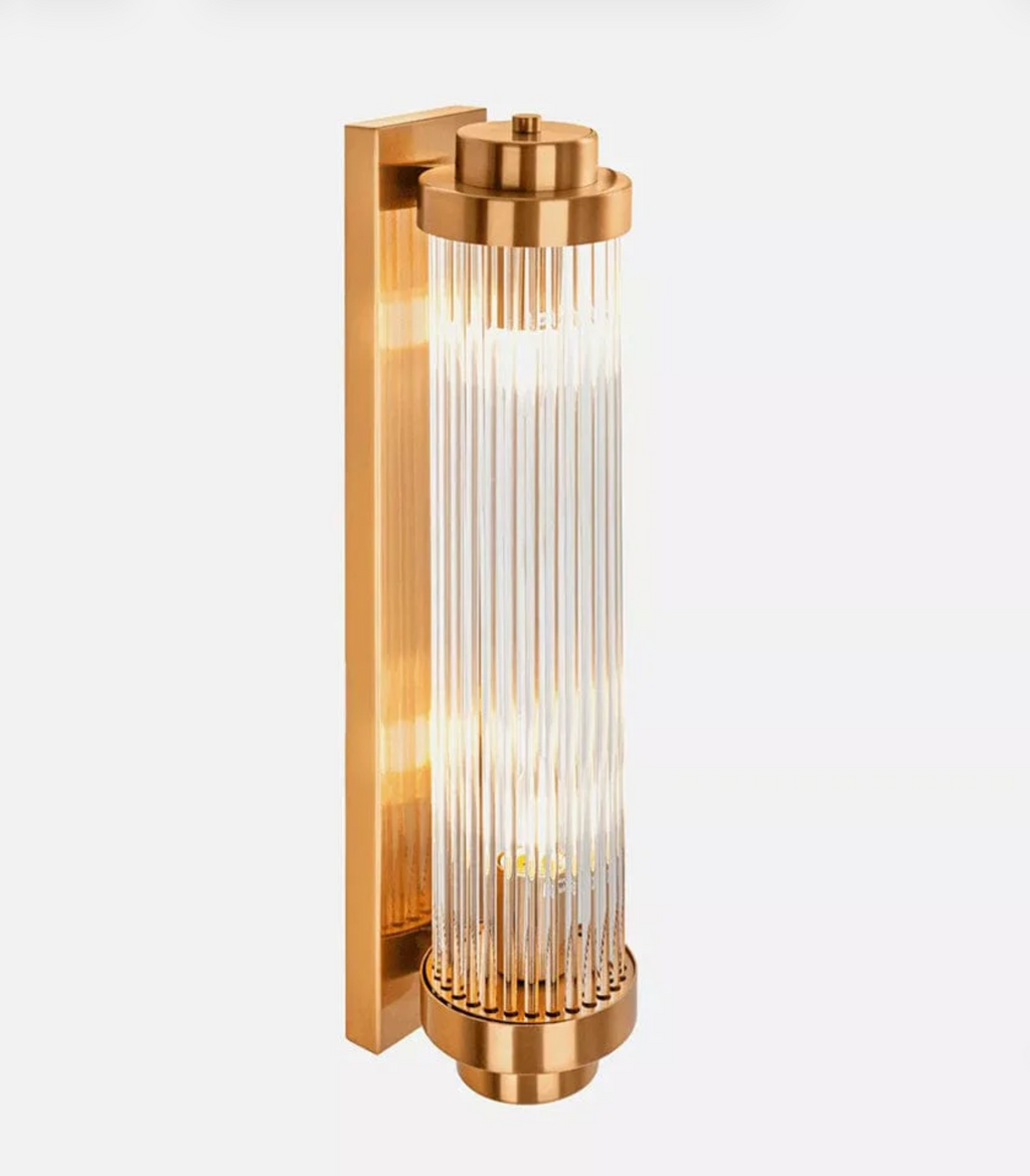 MANHATTAN WALL LIGHT GOLD RIPPLE GLASS
