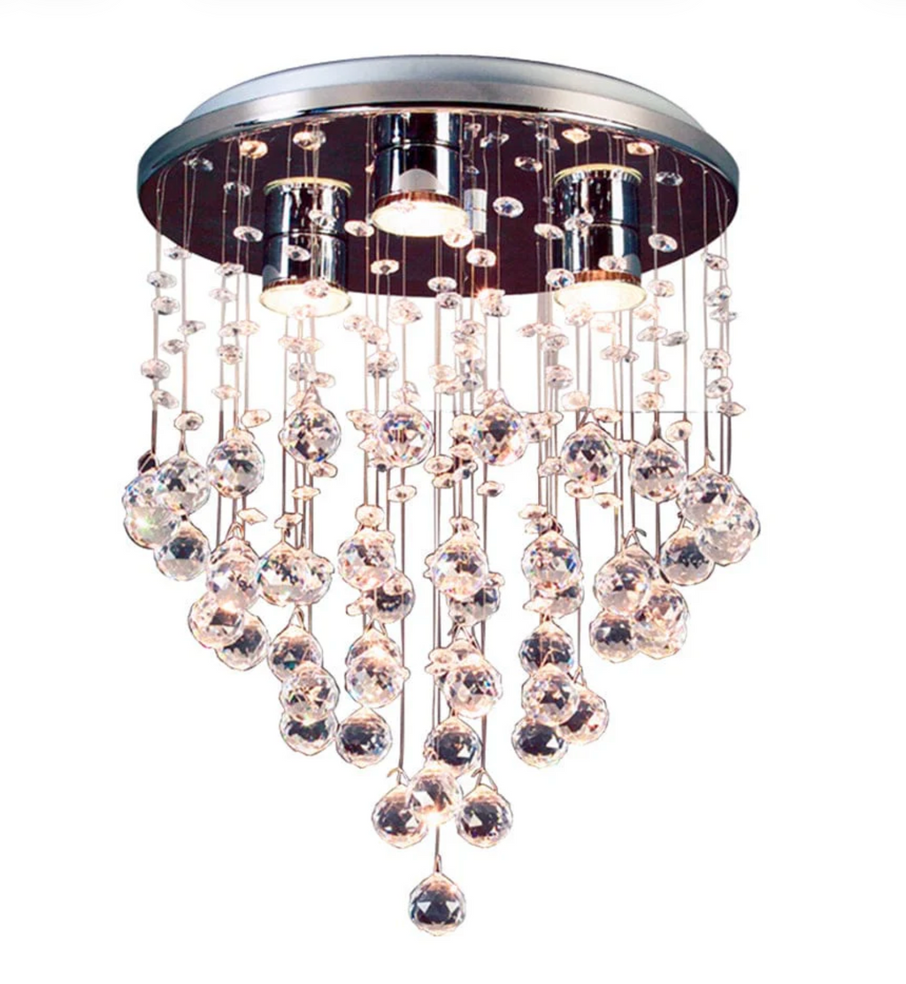 DEWDROP METAL AND CRYSTAL CEILING LIGHT CHROME
