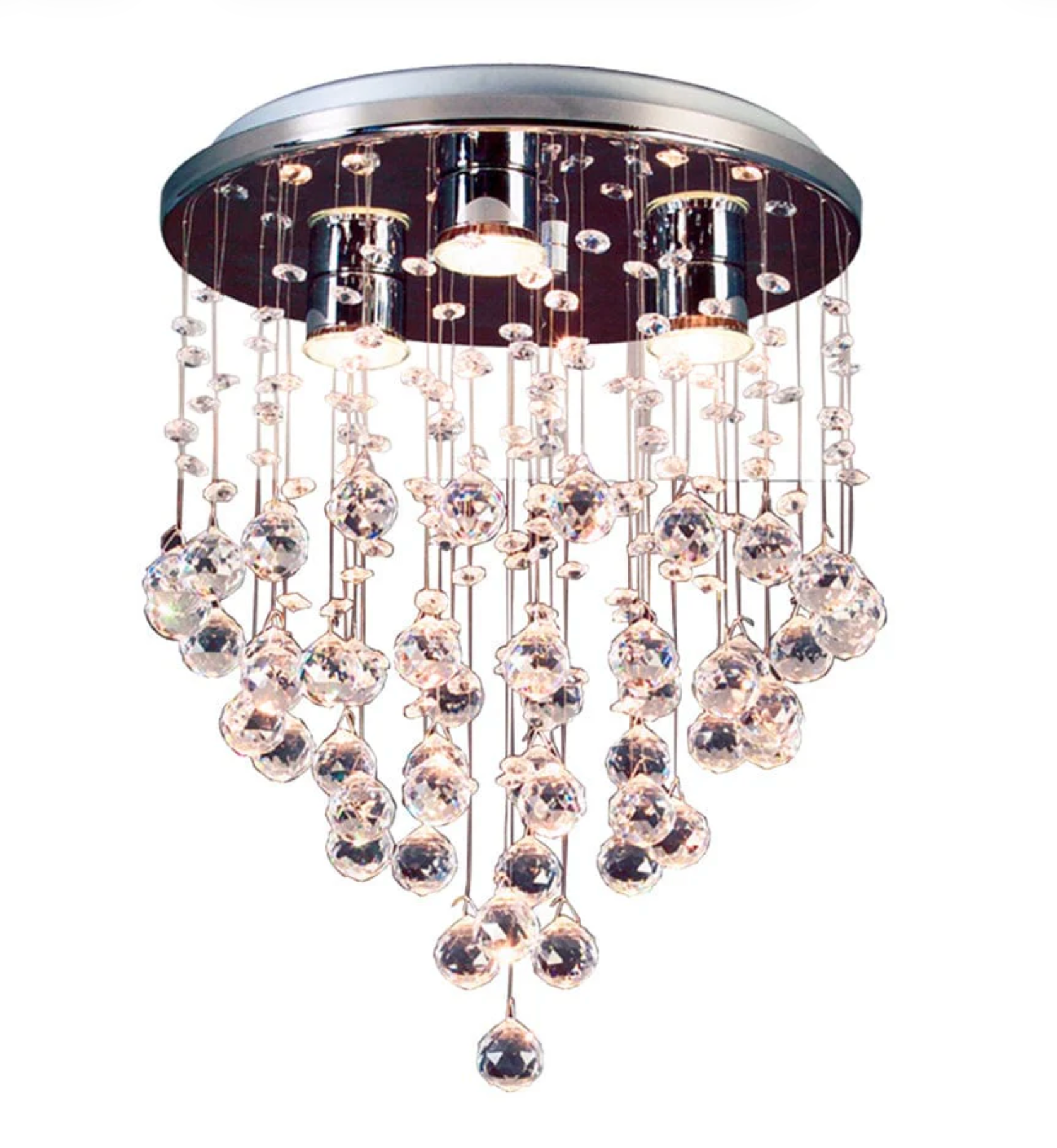 DEWDROP METAL AND CRYSTAL CEILING LIGHT CHROME