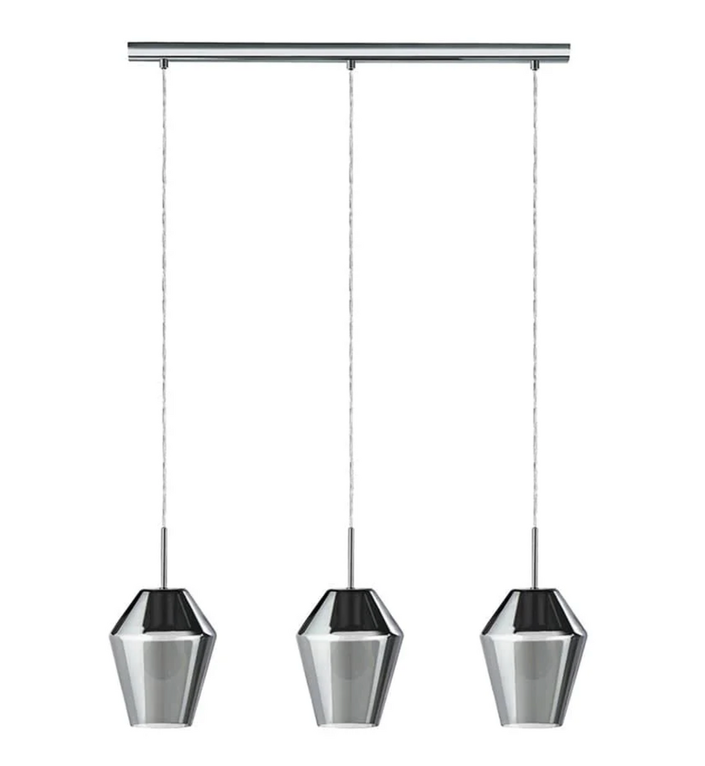 MURMILLO GLASS PENDANT LIGHT | SMOKE AND CHROME