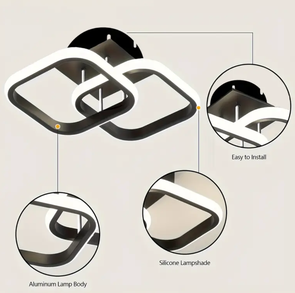 Black Square Modern Corridor Led Light Fixture