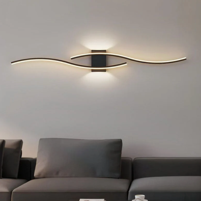 Eclipse Wave LED Wall Light – Black 100cm