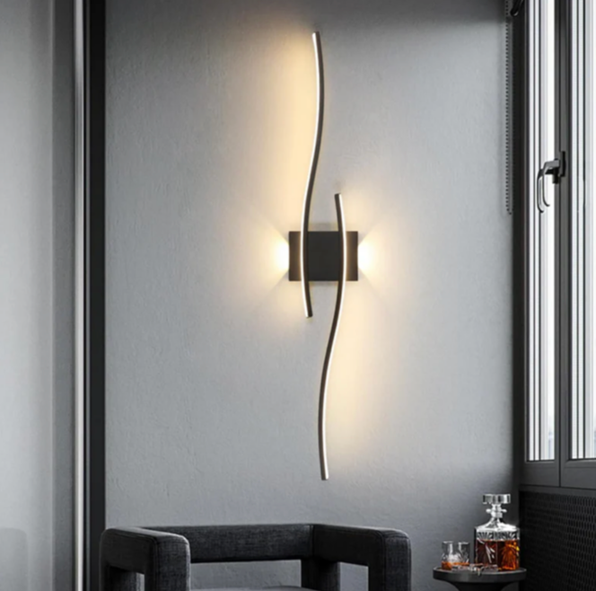 Eclipse Wave LED Wall Light – Black 100cm