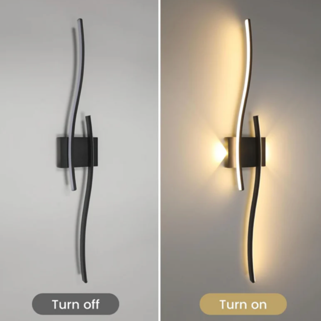 Eclipse Wave LED Wall Light – Black 100cm