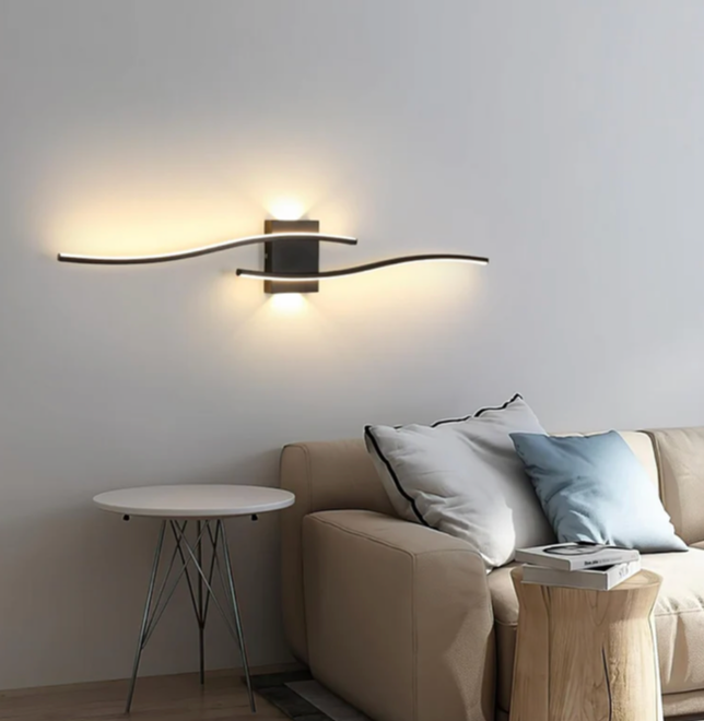 Eclipse Wave LED Wall Light – Black 100cm