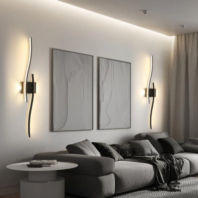Eclipse Wave LED Wall Light – Black 100cm