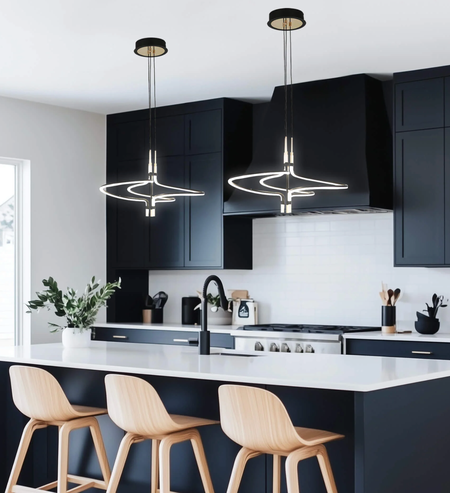 BEAU 45W SAND BLACK AND GOLD CCT LED PENDANT