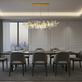 CHAMPAGNE CRYSTAL FLORAL LINEAR CHANDELIER – 17 LIGHT LUXURY CEILING LIGHT