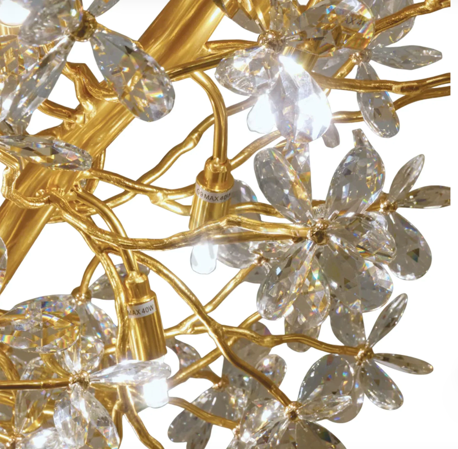 CHAMPAGNE CRYSTAL FLORAL LINEAR CHANDELIER – 17 LIGHT LUXURY CEILING LIGHT