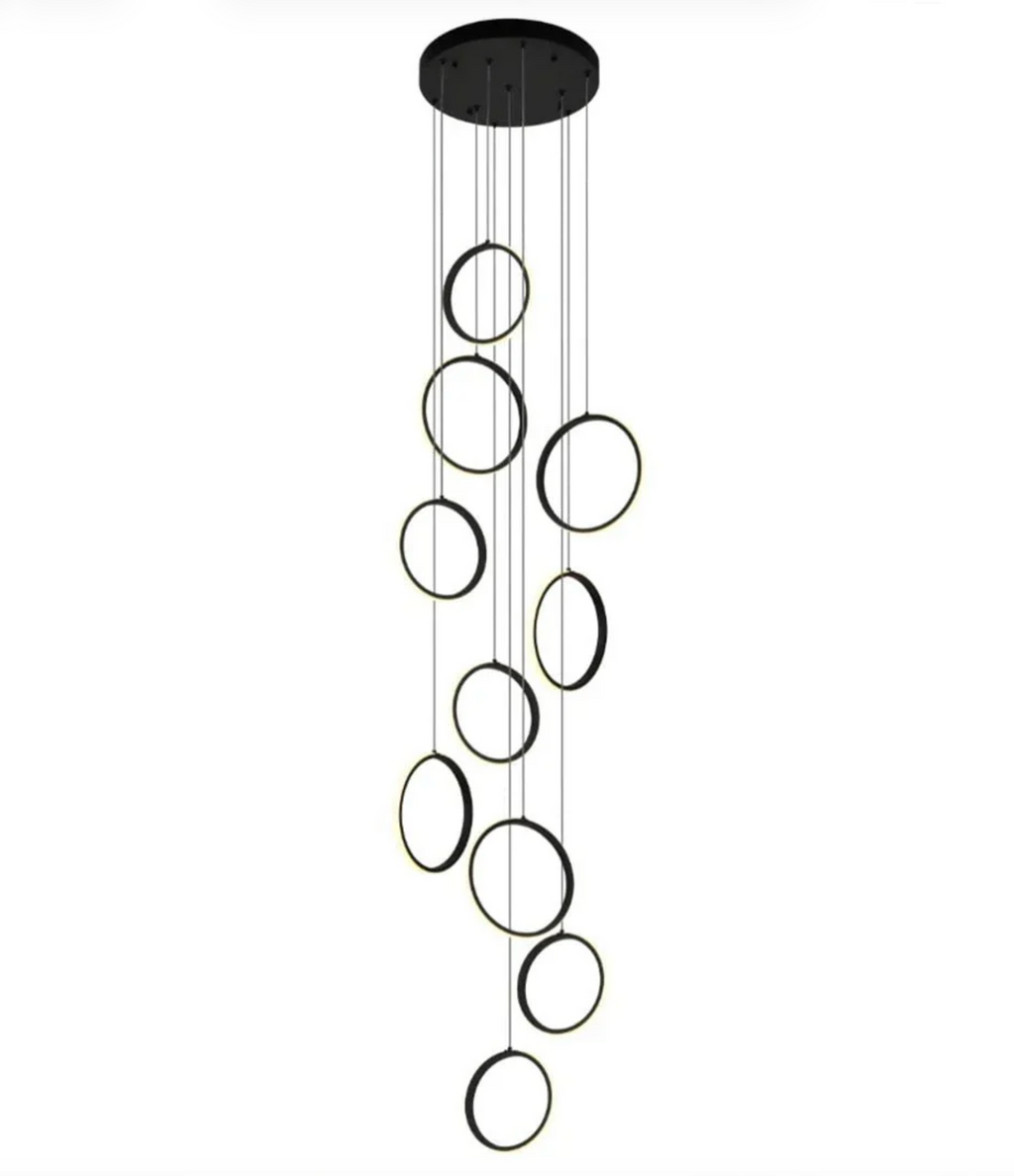 RINGFALL 80W LED CLUSTER PENDANT LIGHT - BLACK