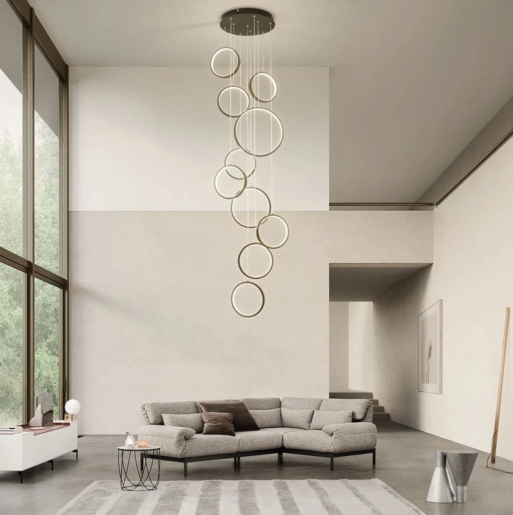 RINGFALL 80W LED CLUSTER PENDANT LIGHT - BLACK