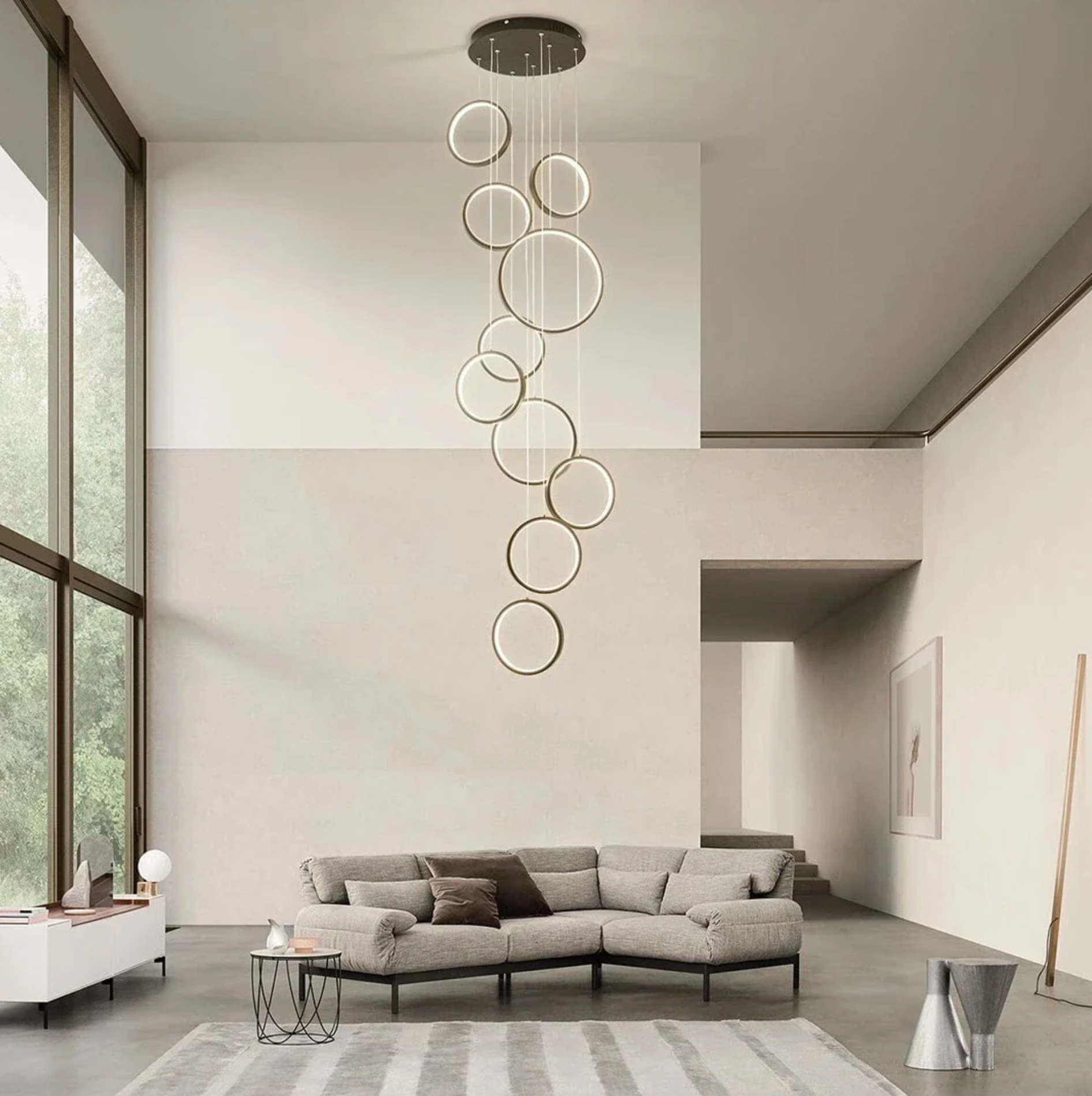 RINGFALL 80W LED CLUSTER PENDANT LIGHT - BLACK