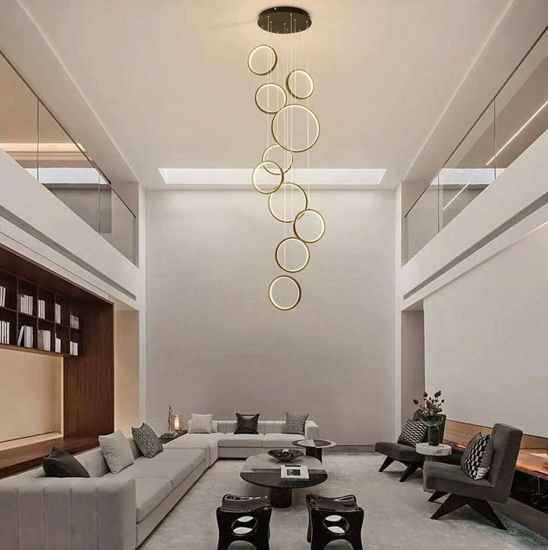 RINGFALL 80W LED CLUSTER PENDANT LIGHT - BLACK