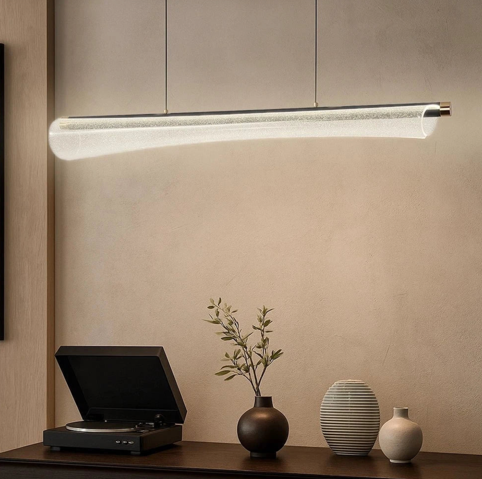 FLARE CLEAR LED PENDANT LIGHT - BLACK AND GOLD