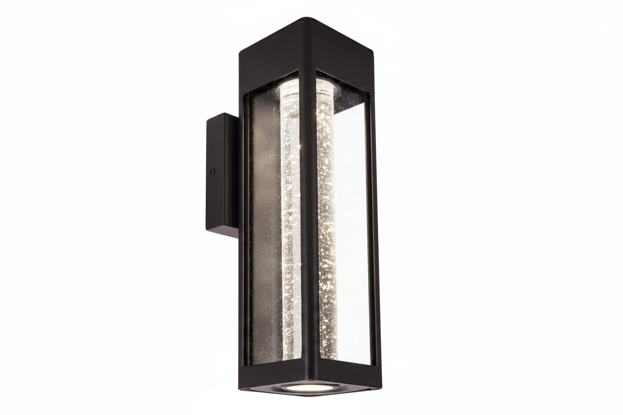 LANCE ALUMINIUM AND GLASS OUTDOOR WALL LIGHT