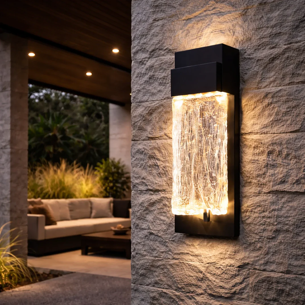 RIPPLE BLACK LED WALL LIGHT – 12W MODERN OUTDOOR SCONCE