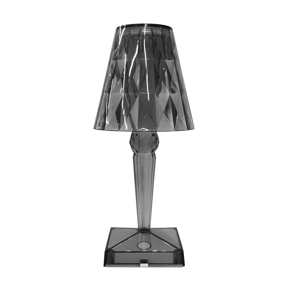 GEO GLOW RECHARGEABLE TABLE LAMP IN SMOKE | CLEAR
