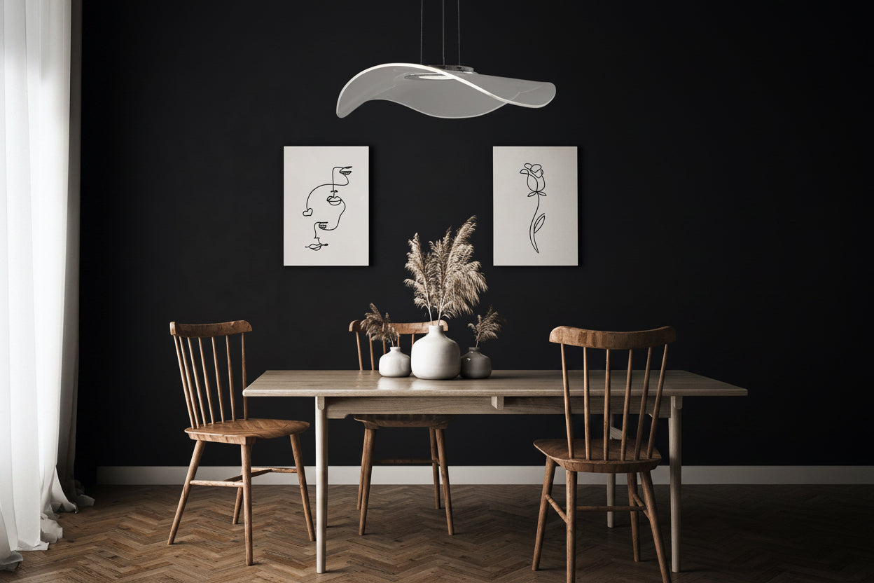 MANTA CHROME AND ACRYLIC PENDANT LIGHT REMOTE CONTROL