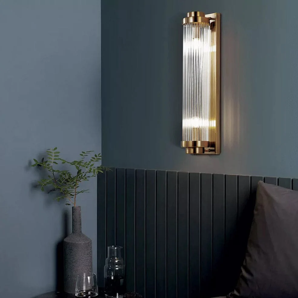 MANHATTAN WALL LIGHT GOLD RIPPLE GLASS