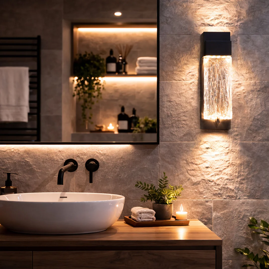 RIPPLE BLACK LED WALL LIGHT – 12W MODERN OUTDOOR SCONCE