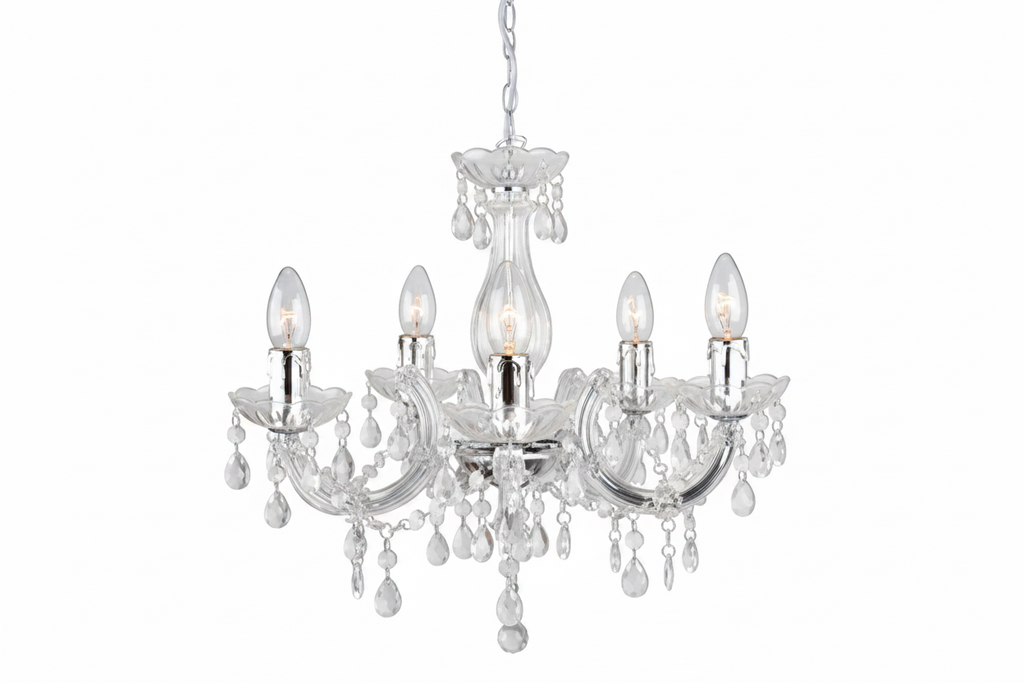 ODILE 5 LIGHT ACRYLIC CRYSTAL CHANDELIER