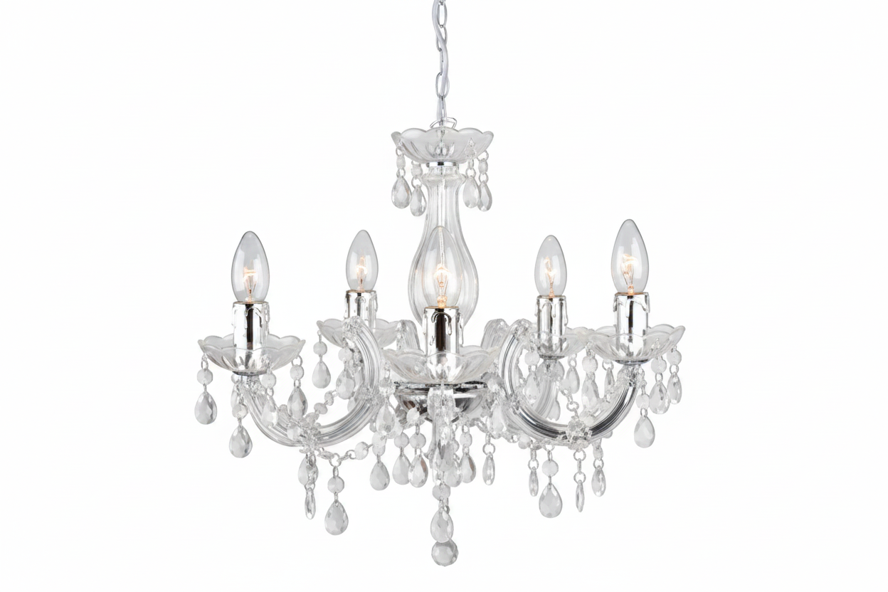 ODILE 5 LIGHT ACRYLIC CRYSTAL CHANDELIER