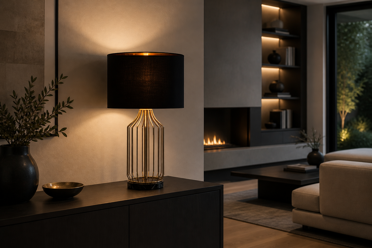 SINATRA METAL TABLE LAMP BLACK AND BRASS