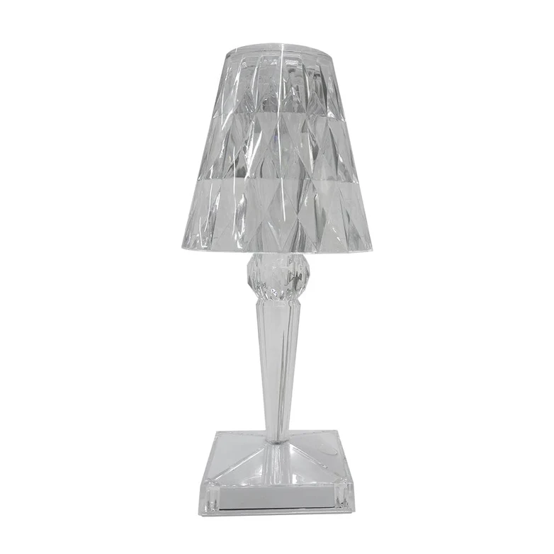 GEO GLOW RECHARGEABLE TABLE LAMP IN SMOKE | CLEAR