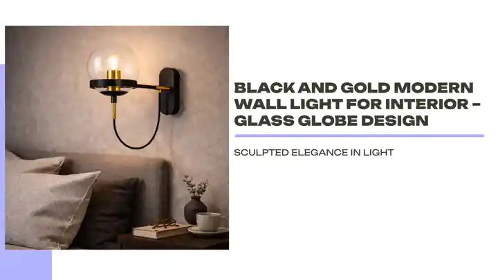 BLACK AND GOLD MODERN WALL LIGHT FOR INTERIOR &ndash; GLASS GLOBE DESIGN by@Outfy